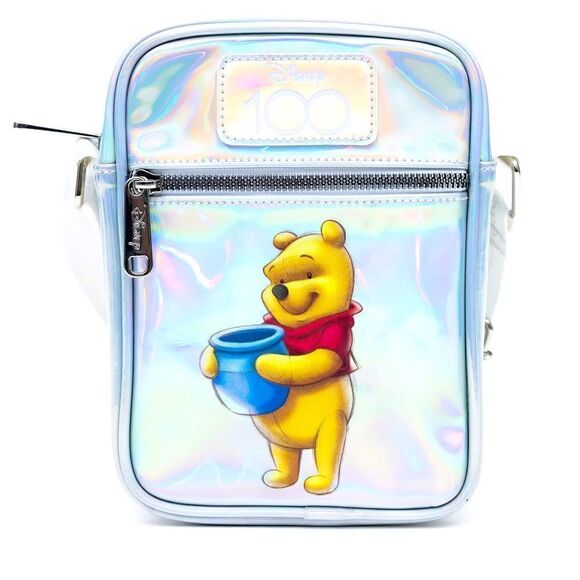 Disney 100 Winnie The Pooh Pose Iridescent Holographic, Oil Slick Vegan Leather - Picture 1 of 8